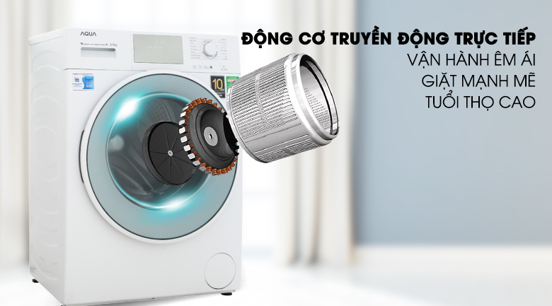 Động cơ truyền động trực tiếp - Máy giặt Aqua Inverter 8.5 kg AQD-D850E W