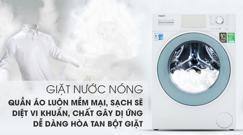 Giặt nước nóng diệt khuẩn - Máy giặt Aqua Inverter 8.5 kg AQD-D850E W