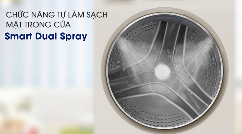 Tự làm sạch mặt trong cửa – Smart Dual Spray - Máy giặt Aqua Inverter 8.5 kg AQD-D850E W
