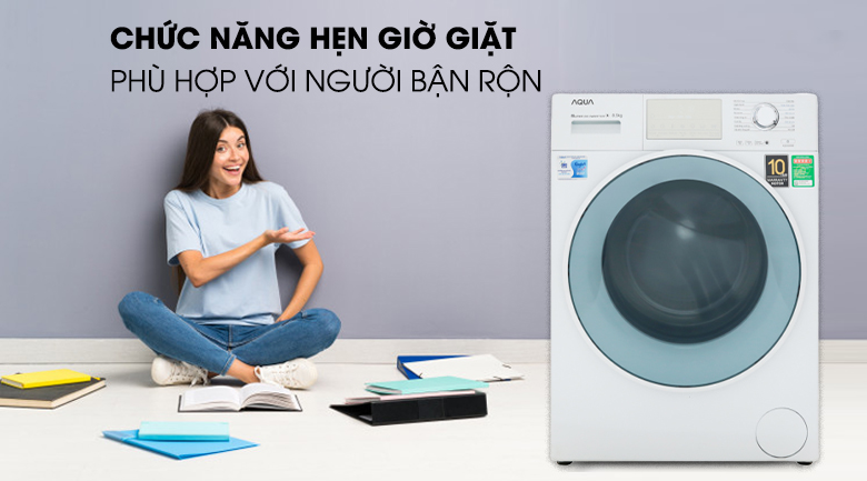 Tính năng hẹn giờ giặt xong - Máy giặt Aqua Inverter 8.5 kg AQD-D850E W