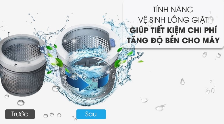 Vệ sinh lồng giặt tự động - Máy giặt Aqua 12 Kg AQW-FR120CT W