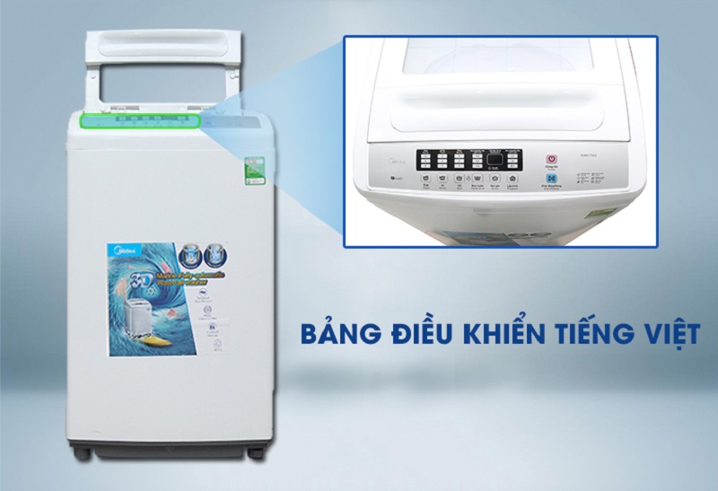 Với bảng điều khiển tiếng Việt, người sử dụng máy giặt Midea MAM-7502 sẽ dễ tùy chỉnh các chế độ