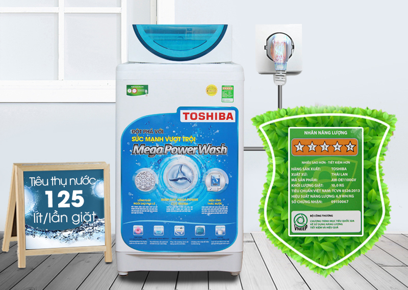 Máy giặt Toshiba AW-F920LV WB có thể tiết kiệm điện và nước