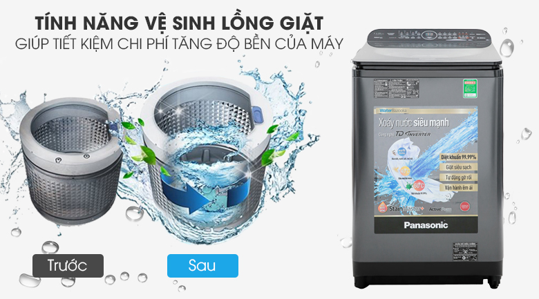 Tự vệ sinh lồng giặt - Máy giặt Panasonic Inverter 11.5 Kg NA-FD11VR1BV
