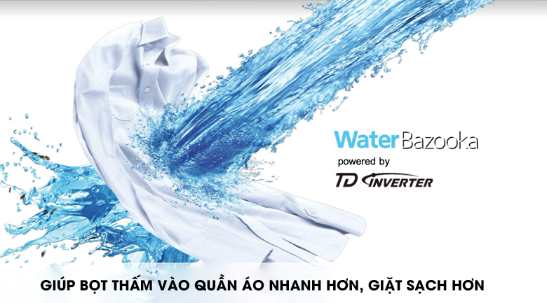 Giặt mạnh mẽ với luồng nước Water Bazooka - Máy giặt Panasonic Inverter 12.5 Kg NA-FD12VR1BV