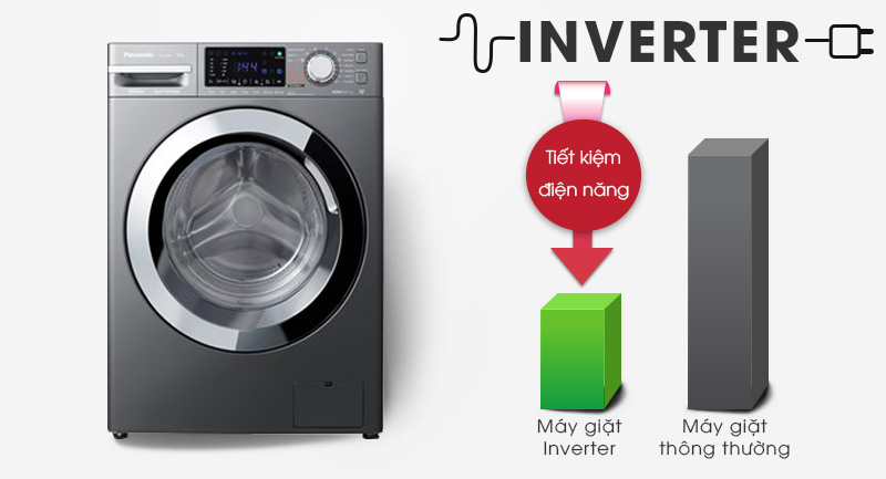 Máy giặt Panasonic Inverter 9 Kg NA-V90FX1LVT-Hiệu quả tiết kiệm điện với công nghệ Inverter