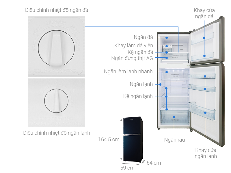 Thông số kỹ thuật Tủ lạnh Panasonic Inverter 306 lít NR-BL340GAVN