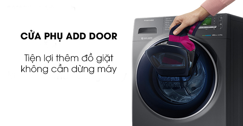 Máy giặt sấy Samsung AddWash Inverter 9.5 kg WD95K5410OX/SV-Tiện lợi khi thêm đồ giặt với cửa phụ Add Door