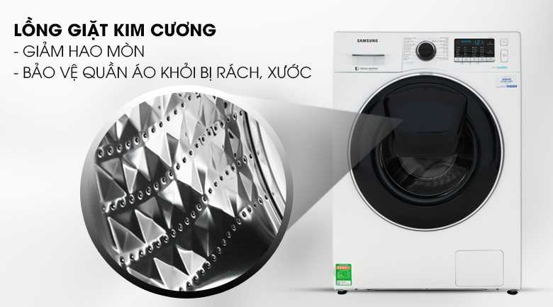 Lồng giặt kim cương - Máy giặt Samsung Addwash Inverter 10 kg WW10K54E0UW/SV