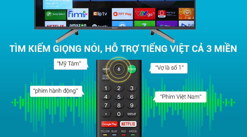 Tìm kiếm gióng nói bằng tiếng việt trên Android Tivi Sony 4K 55 inch KD-55X7500F