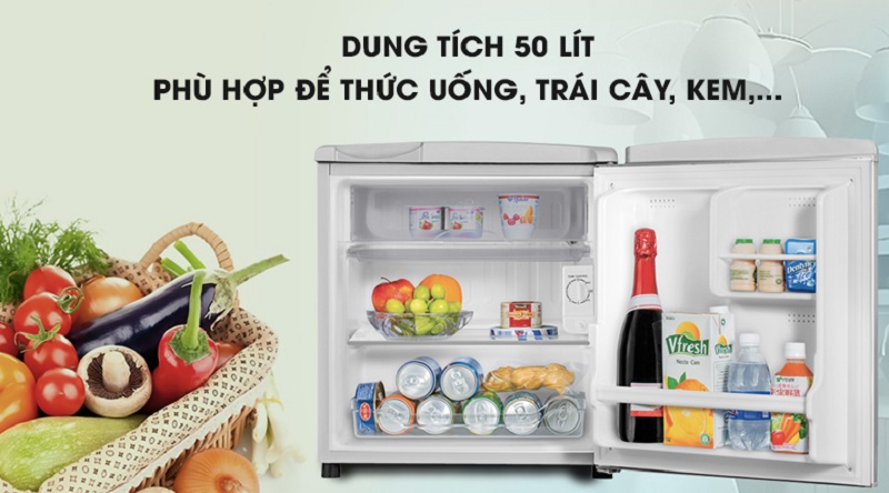 Tủ có dung tích 50 lít - Tủ lạnh Aqua 50 lít AQR-55ER (SS) Xám Nhạt