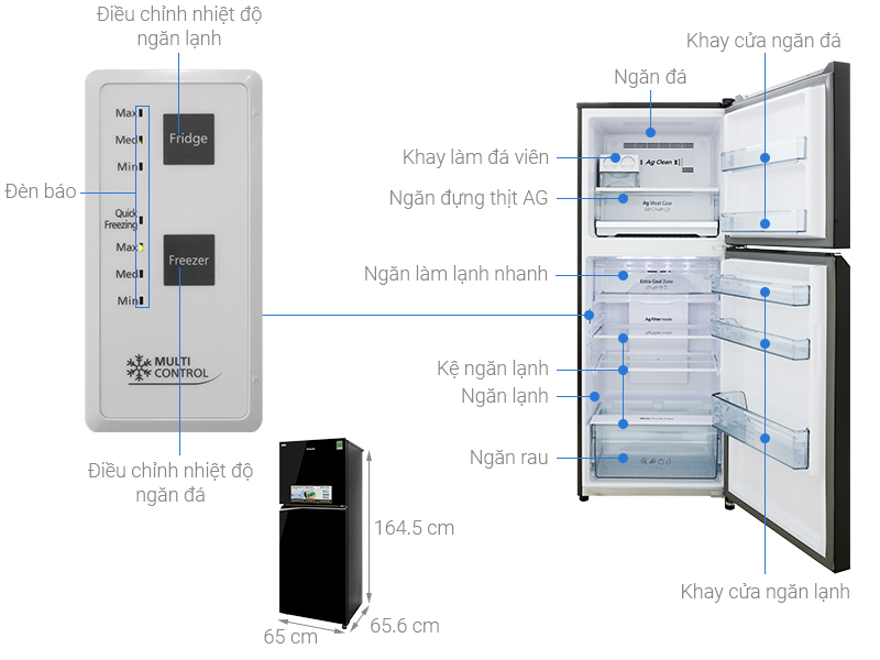 Thông số kỹ thuật Tủ lạnh Panasonic Inverter 326 lít NR-BL351GKVN