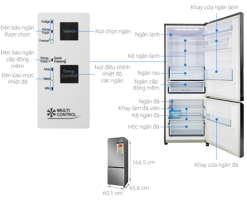 Thông số kỹ thuật Tủ lạnh Panasonic Inverter 290 lít NR-BV320QSVN
