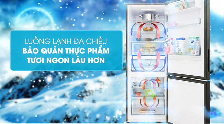 Hệ thống làm lạnh đa chiều - Tủ lạnh Aqua 292 lít AQR-IG338EB GB