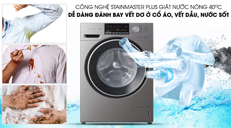 Giặt nước nóng StainMaster+ - Máy giặt Panasonic Inverter 8 Kg NA-128VX6LV2