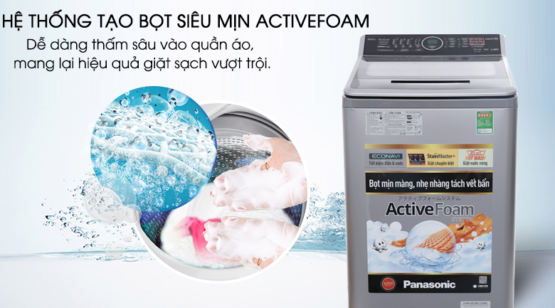 Hệ thống ActiveFoam - Máy giặt Panasonic 10 kg NA-F100V5LRV