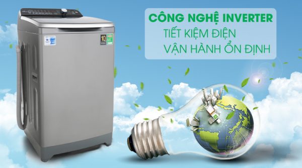 Máy giặt Inverter - Máy giặt Aqua Inverter 10 Kg AQW-DR100ET S