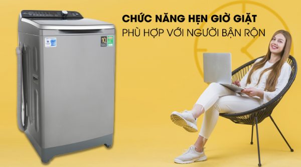 Tính năng hẹn giờ giặt xong - Máy giặt Aqua Inverter 10 Kg AQW-DR100ET S