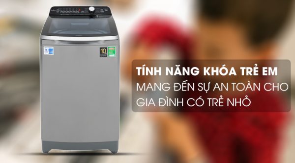 Tính năng khóa trẻ em - Máy giặt Aqua Inverter 10 Kg AQW-DR100ET S