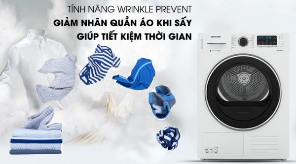 Tính năng Wrinkle Prevent - Máy sấy Samsung 9 kg DV90M5200QW/SV