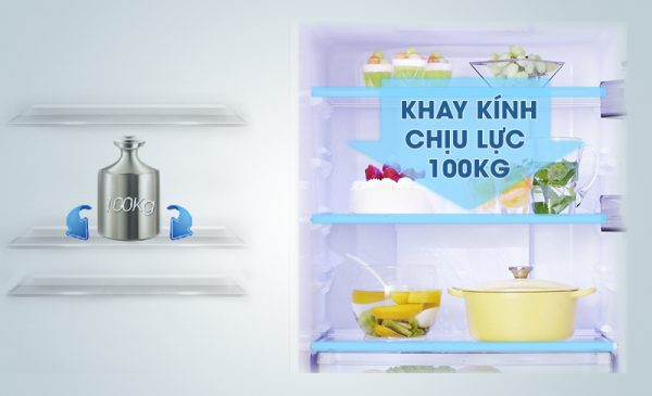 Tủ lạnh Panasonic 405 lít NR-BX468GWVN Khay kính chịu lực