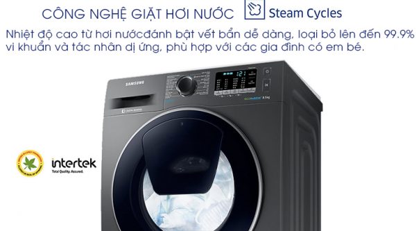 Giặt hơi nước - Máy giặt Samsung AddWash Inverter 8.5 kg WW85K54E0UX/SV